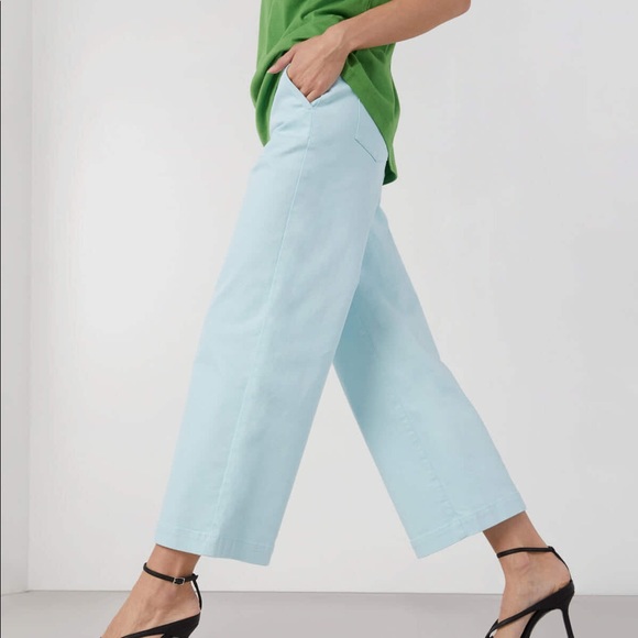 OAK + FORT CROPPED TWILL WIDE LEG PANT, SMALL, CREAM - Picture 2 of 3